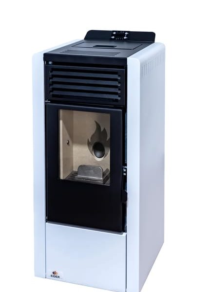 Estufa de pellet con tecnología avanzada de 10 kW color blanco con WiFi