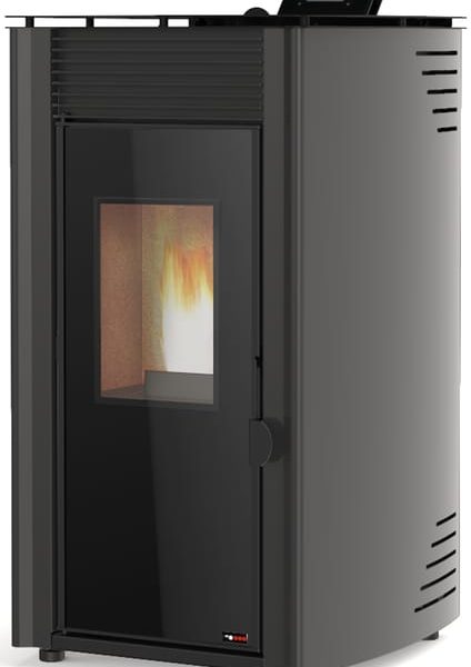 Estufa de pellet de instalación sencilla de 8 kW color negra