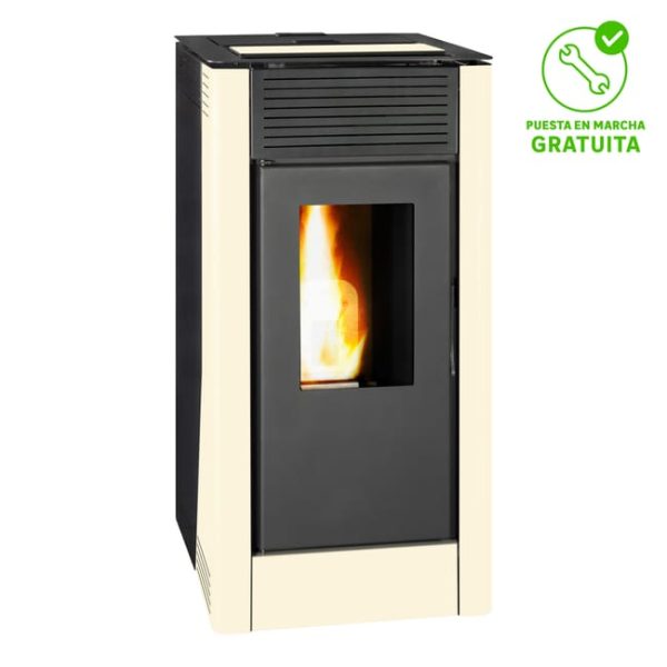 Hidroestufa de pellet de alto rendimiento de 15 kW color blanca