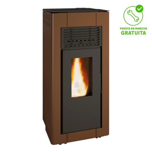 Estufa de pellet canalizable de última generación de 14.7 kW color marrón